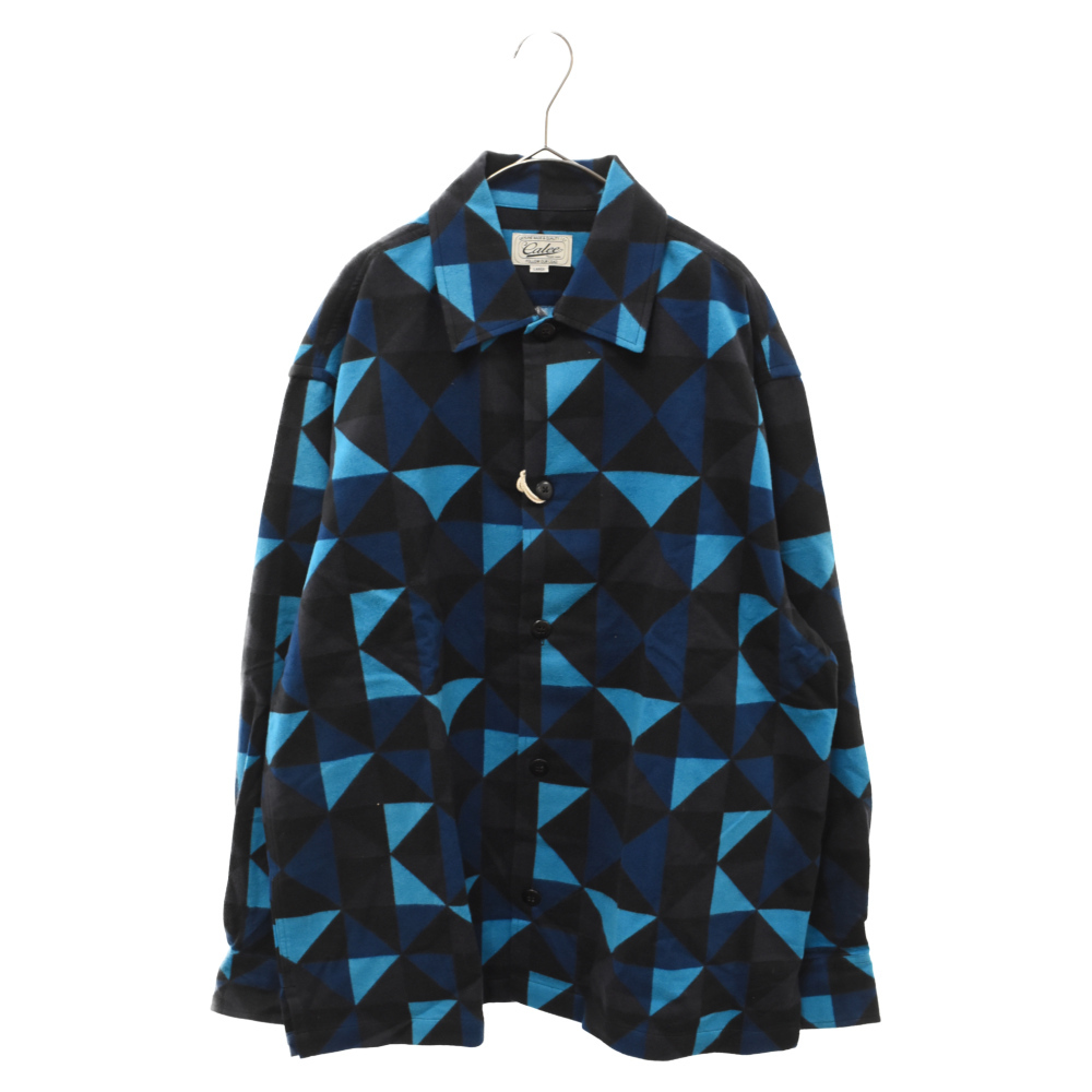 CALEE キャリー CL-22AW047 GEOMETRIC PATTERN OVER SILHOUETTE SHITS 幾何学柄長袖ネルシャツ 長袖シャツ