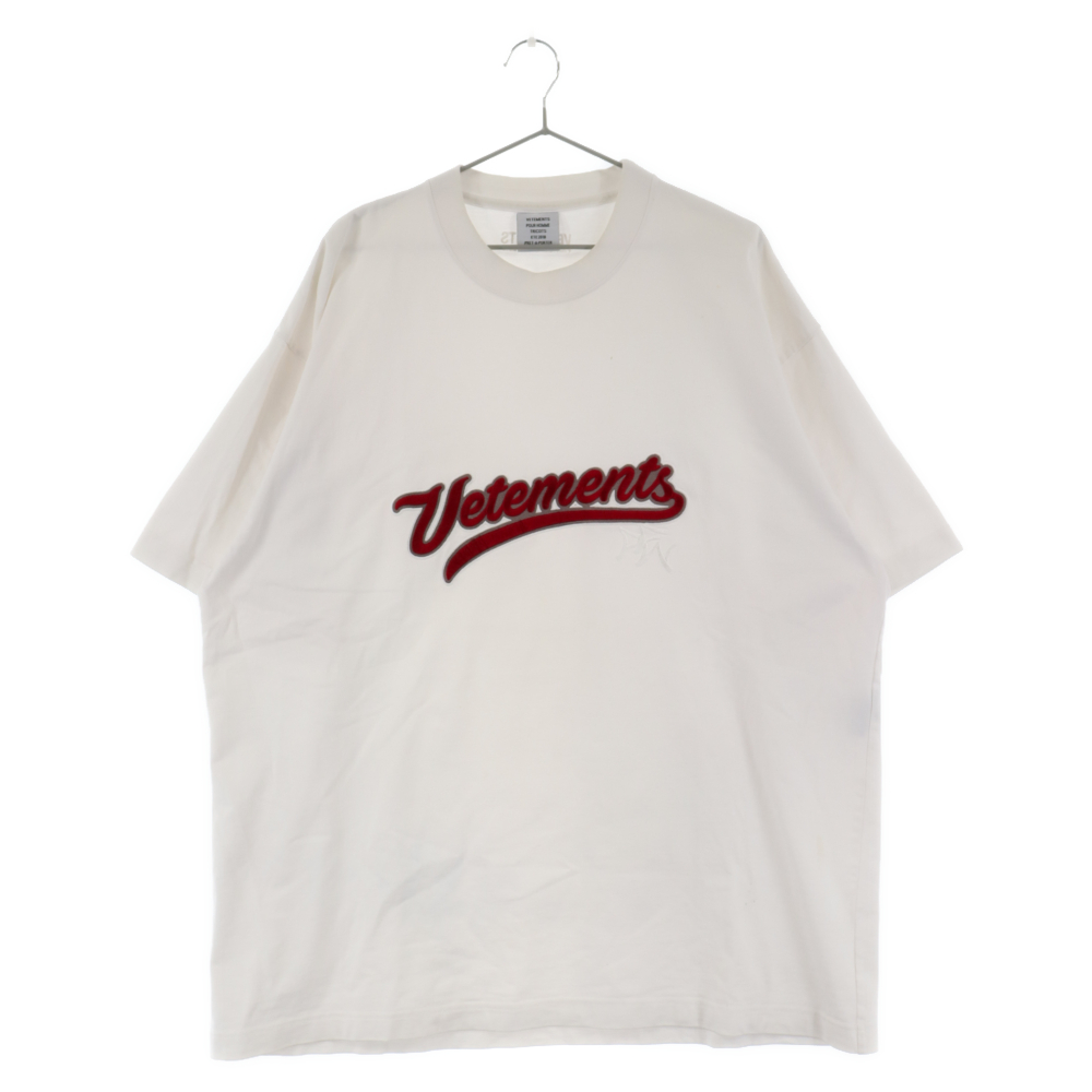 ヴェトモン 18SS デムナ期 ベースボール オーバーサイズ ロゴ刺繍 クルーネック半袖Tシャツ MSS18TR37 ホワイト
