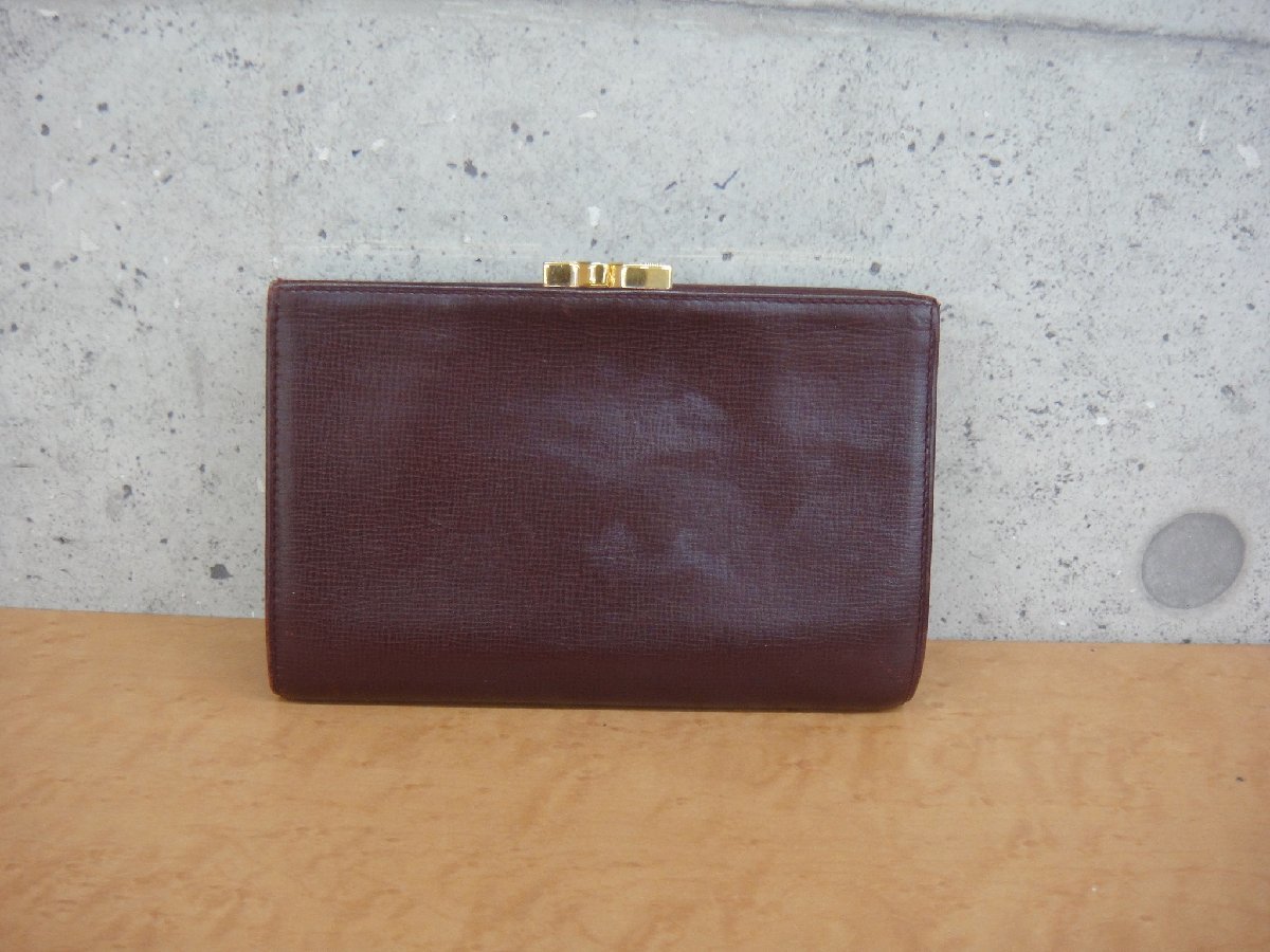 59308R【本物保証】 Cartier カルティエ レザー 二つ折り財布 がま口 マストライン ボルドー　_画像2