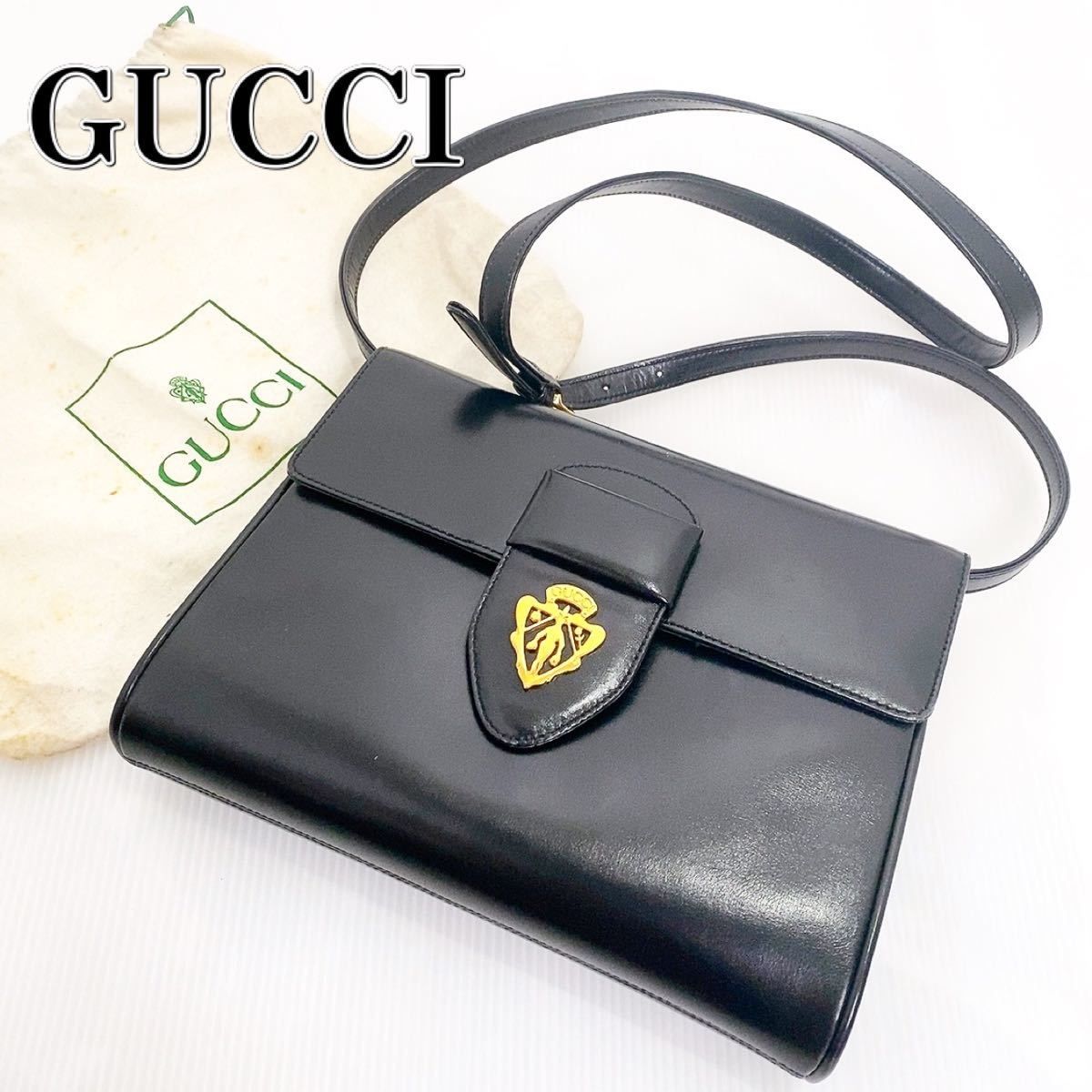 GUCCI グッチ ショルダーバッグ オールドグッチ クレスト カーフレザー