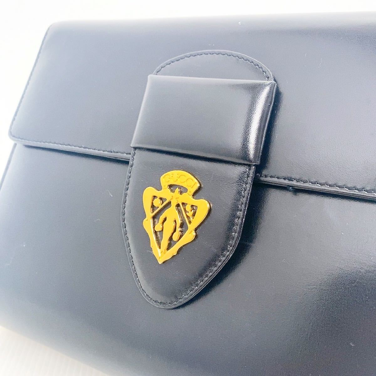 GUCCI グッチ ショルダーバッグ オールドグッチ クレスト カーフレザー