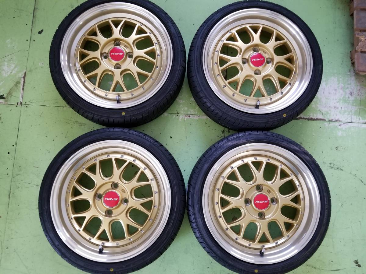 超美品（希少カラーゴールド）5.5Jx16インチアルミホイール（ 新品）（GY)165/45R16付き　4本セット品 _4本共超美品（個人的感想）キャップ汎用品