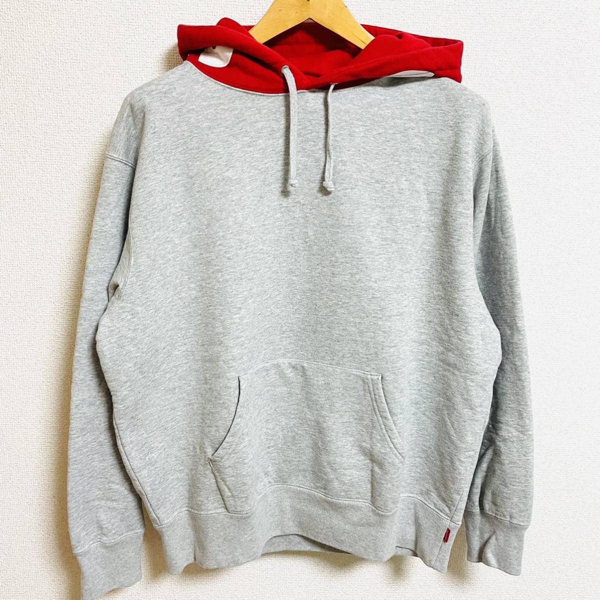 Supreme Contrast Hooded Sweatshirt Heather Grey Red S 21aw 2021年