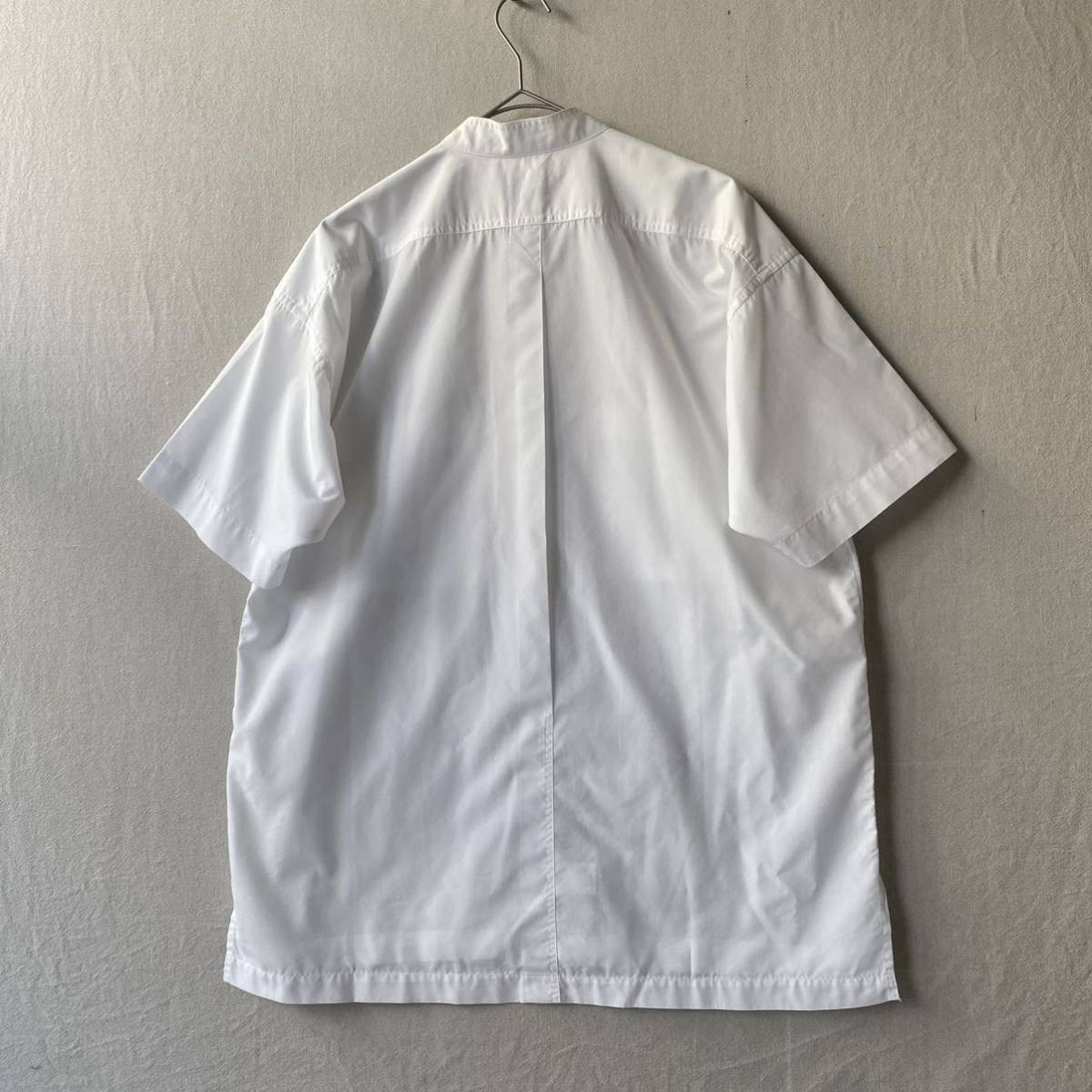 80s im ISSEY MIYAKE バンドカラー シャツ / M コットン ホワイト ボックス 半袖 ビンテージ 90s T3-08102-1935 sale_画像2