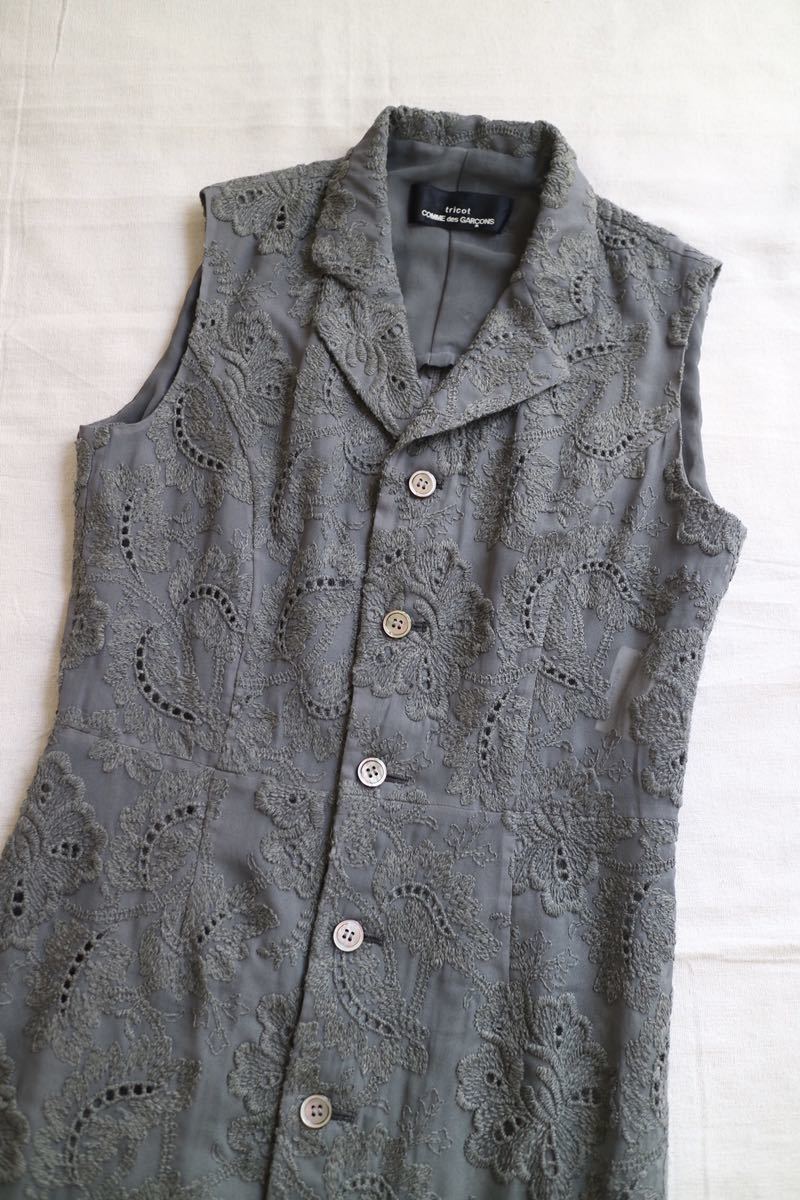 AD1997 tricot COMME des GARCONS ノースリーブ ワンピース / レディース ポリ グレー ジャケット ビンテージ 90s T3-09042-9500-H sale_画像4