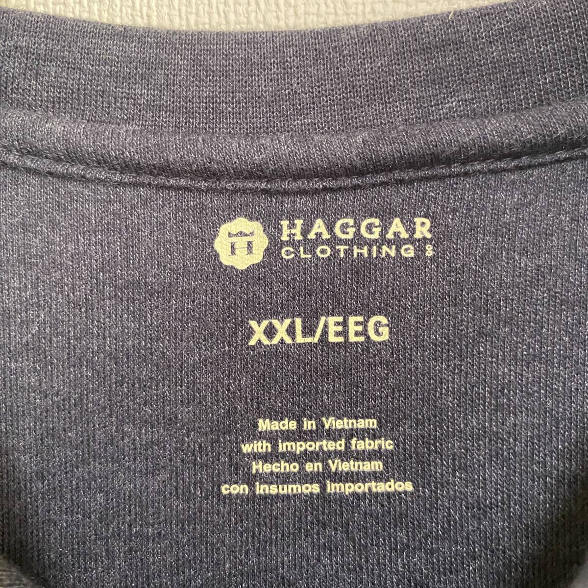 アメリカ古着　HAGGAR サーマルカットソー　ヘンリーネック　ワッフル　長袖　Tシャツ　ロンT　XXL ビッグサイズ　【P398】_画像8