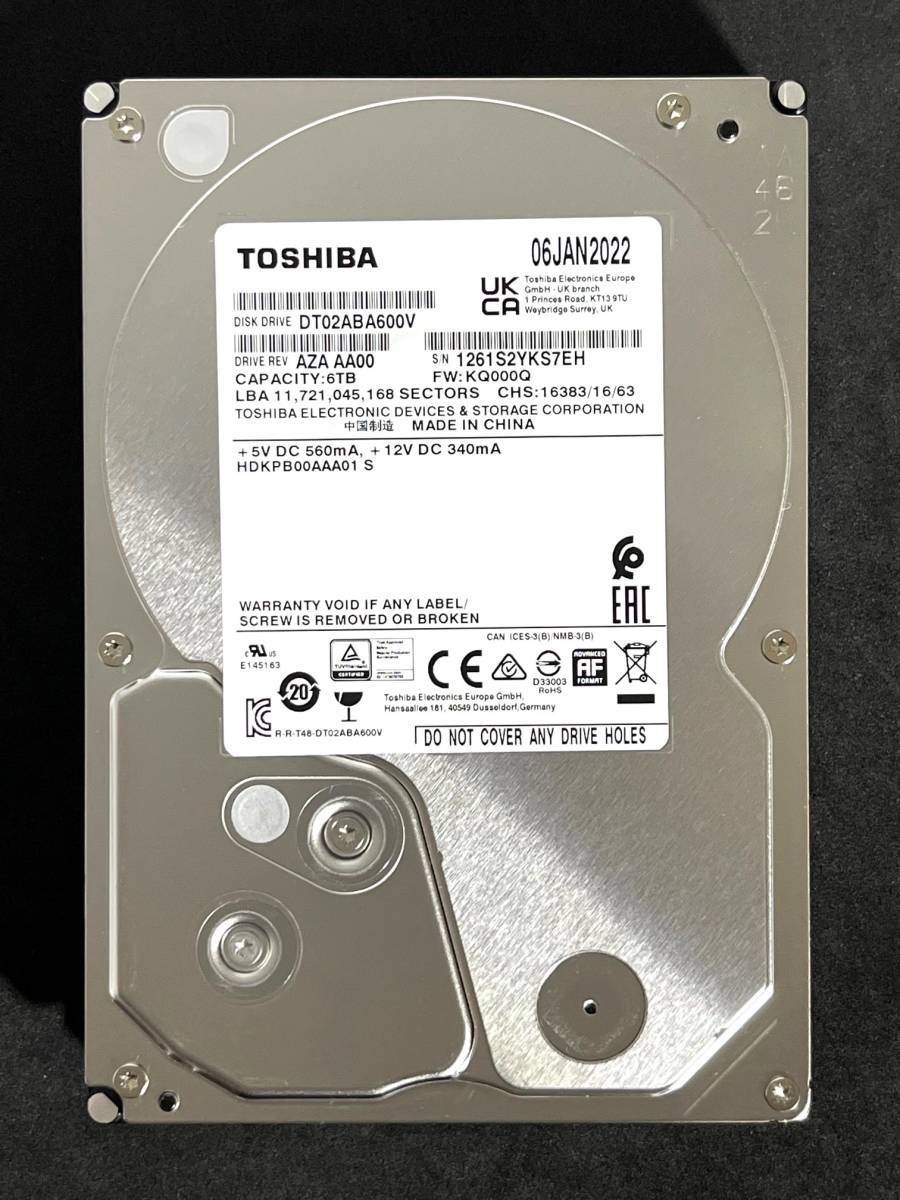 経典 6TB 【送料無料】 TOSHIBA h】 2022年製 新品同様 3.5インチ内蔵