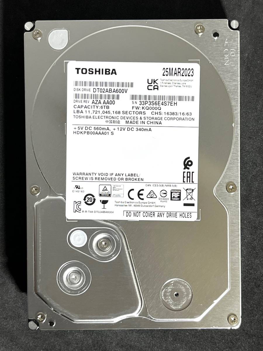 送料無料】 ☆ 6TB ☆ TOSHIBA / DT02ABA600V 【使用時間:11 h