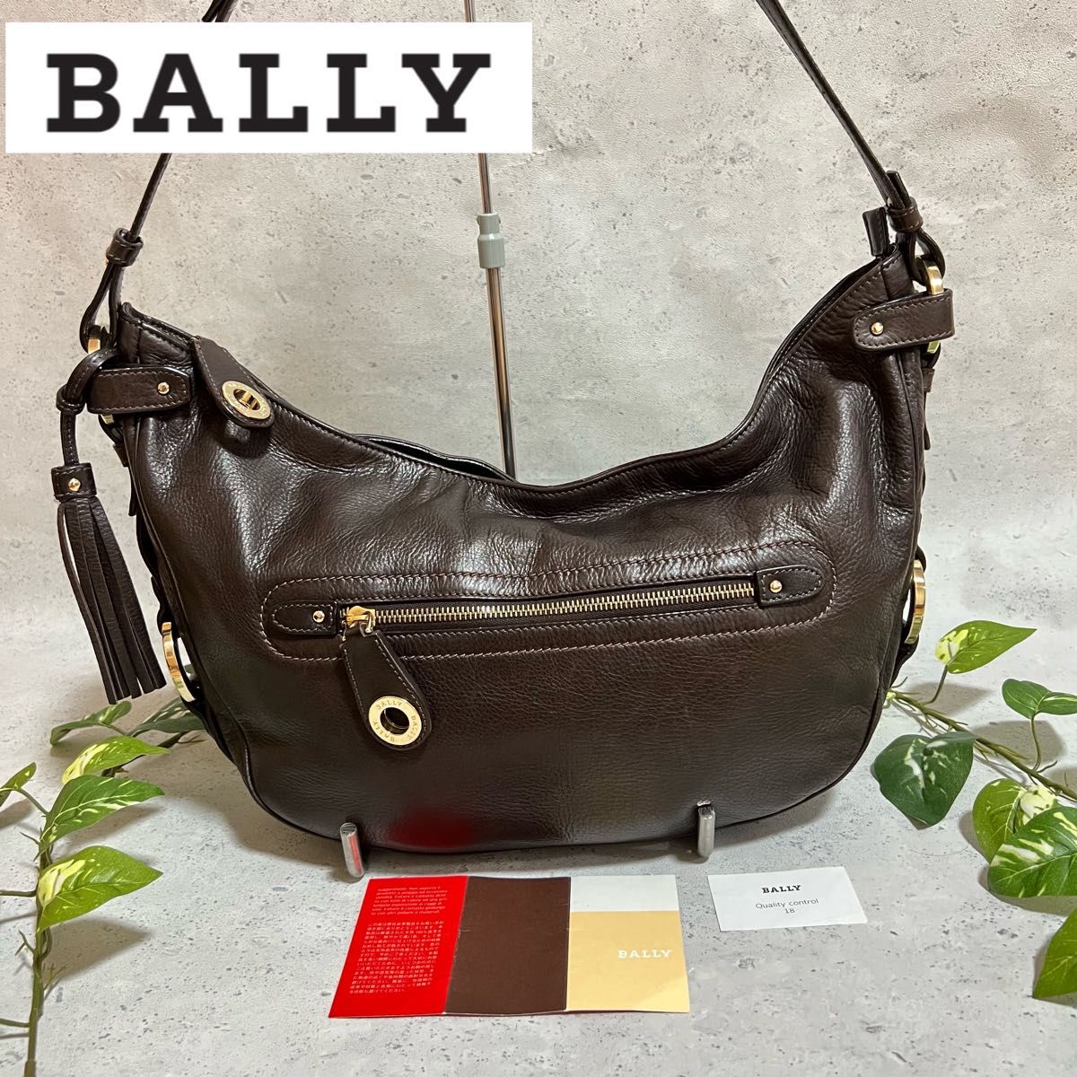 極美品】BALLY バリー 本革 ショルダーバッグ 希少 金具 ダーク