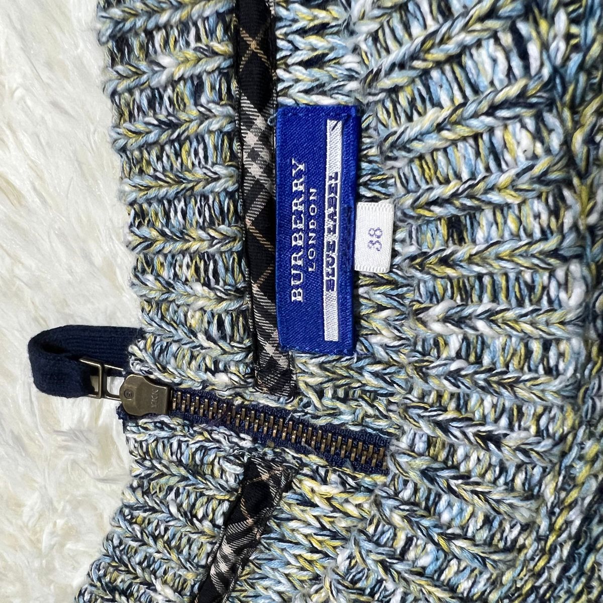 週末限定価格!【美品】ドッキングワンピース ボタン オールド ニット バーバリーロンドン BURBERRY ブルーレベル