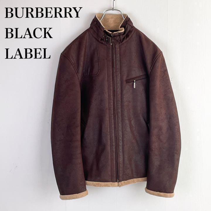 希少　バーバリー　ブラック　レーベル　BURBERRY　BLACK LABEL　ブルゾン　ジャケット　合皮　Mサイズ　ブラウン　ブランド
