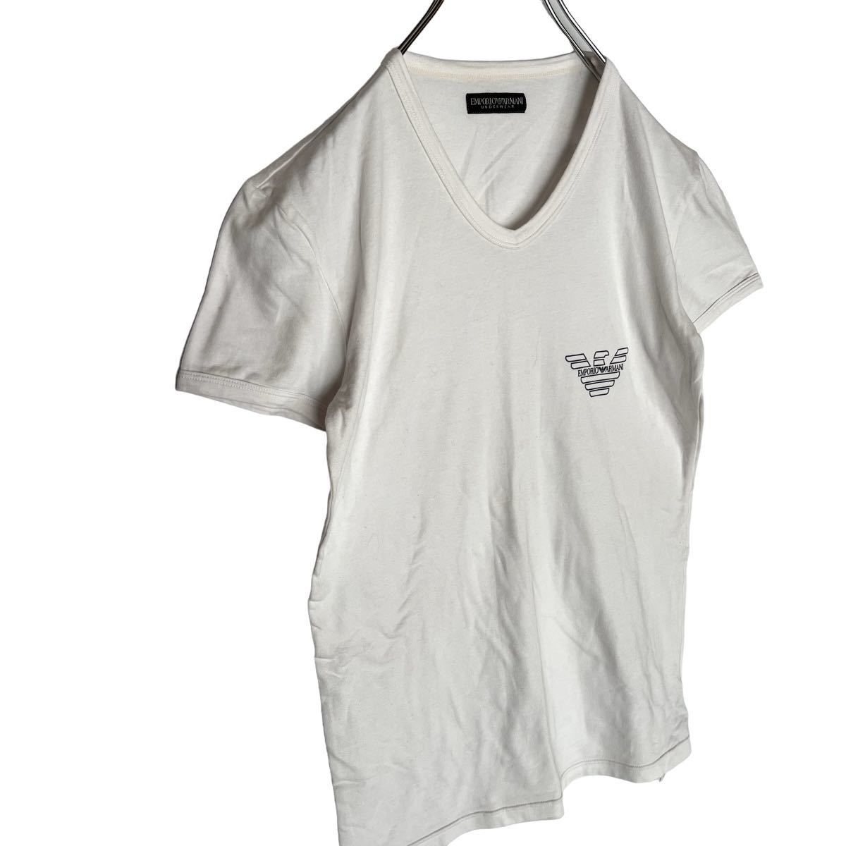 EMPORIO ARMANI エンポリオアルマーニ 半袖Tシャツ プリント Vネック 白 レディース Ｍサイズの画像4