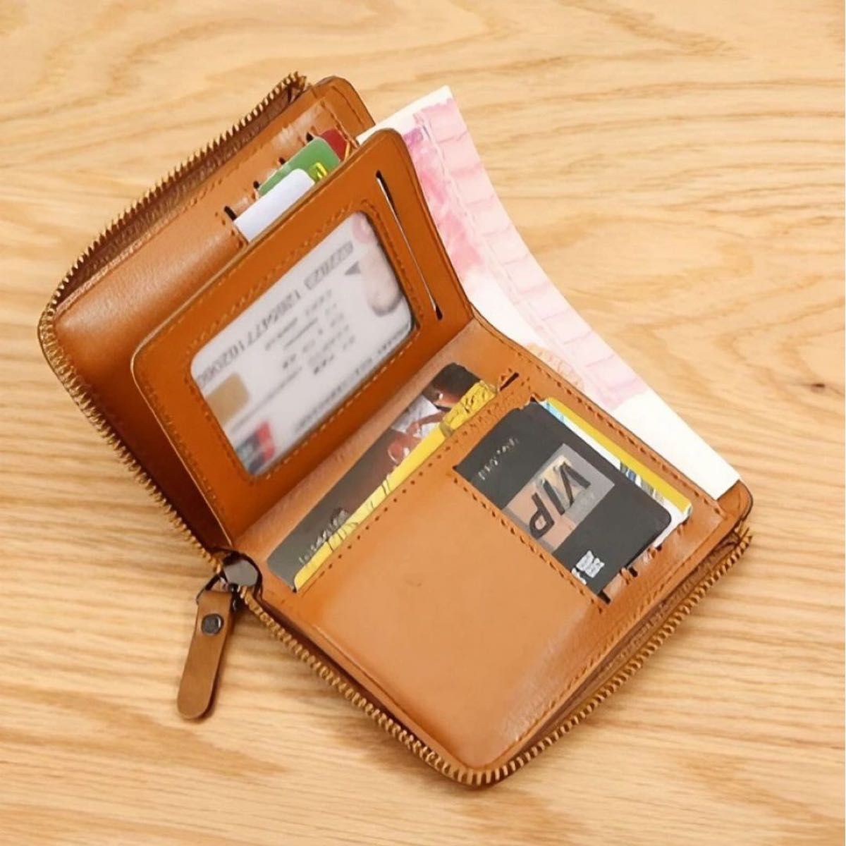 二つ折り財布 ２つ折り財布 メンズ 財布 コンパクト 大容量 ブラウン 折り財布 カードケース 定期入れ 名刺 ポケット 多機能