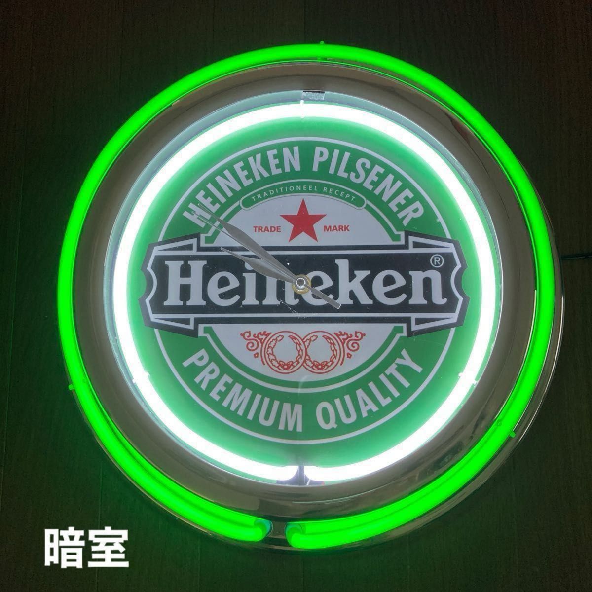 Heinekenハイネケン 2連ネオンクロック 時計 BAR Cafe ネオン Heinekenハイネケン 2連ネオンクロック 時計 BAR Cafe ネオン