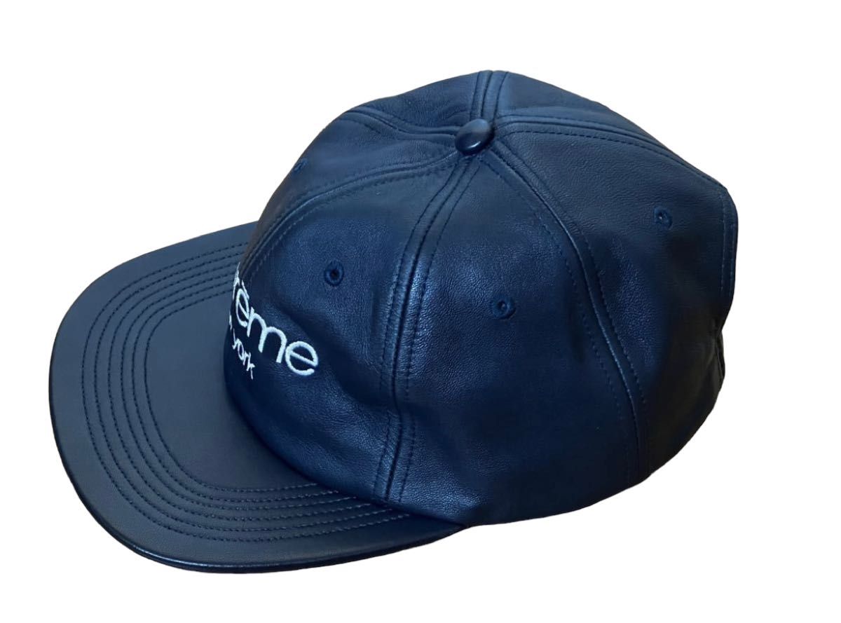 Supreme classic logo leather 6PANEL cap クラシックロゴ レザー