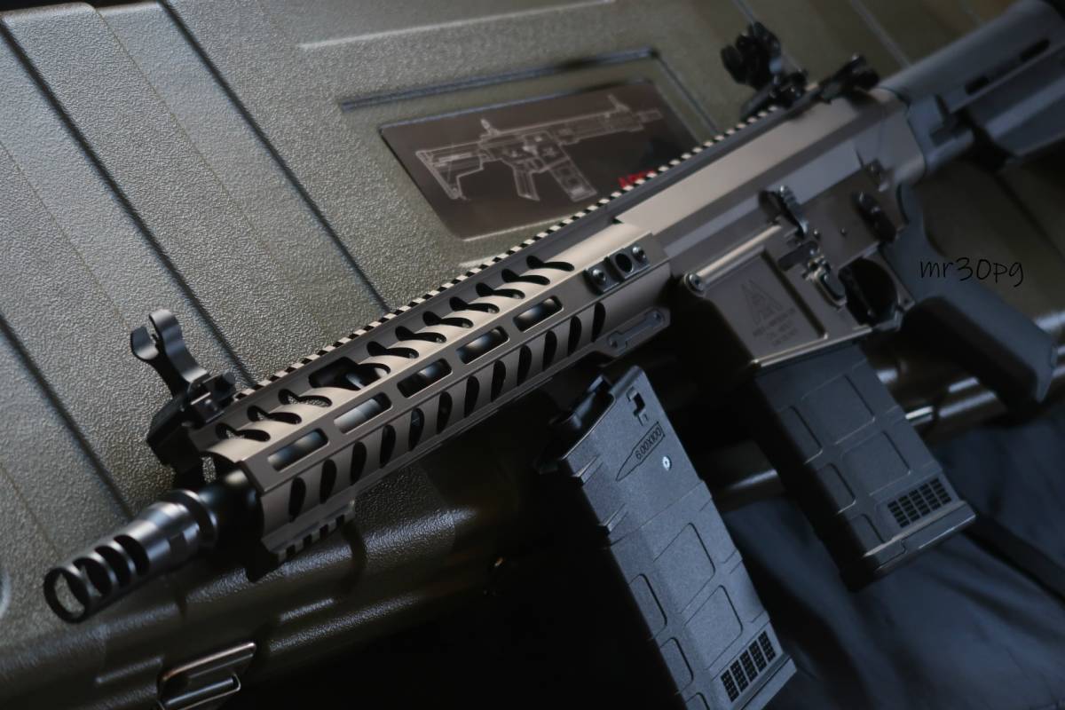 美品 ARES×AMOEBA製 AR308M 7.62mm AR10/SR25系フルメタル EFCS電動ガン ブロンズカラーTコネクター仕様！KACナイツEMCスナイパーライフル_ARESAMOEBA AR308M FULL METAL EFCS AEG