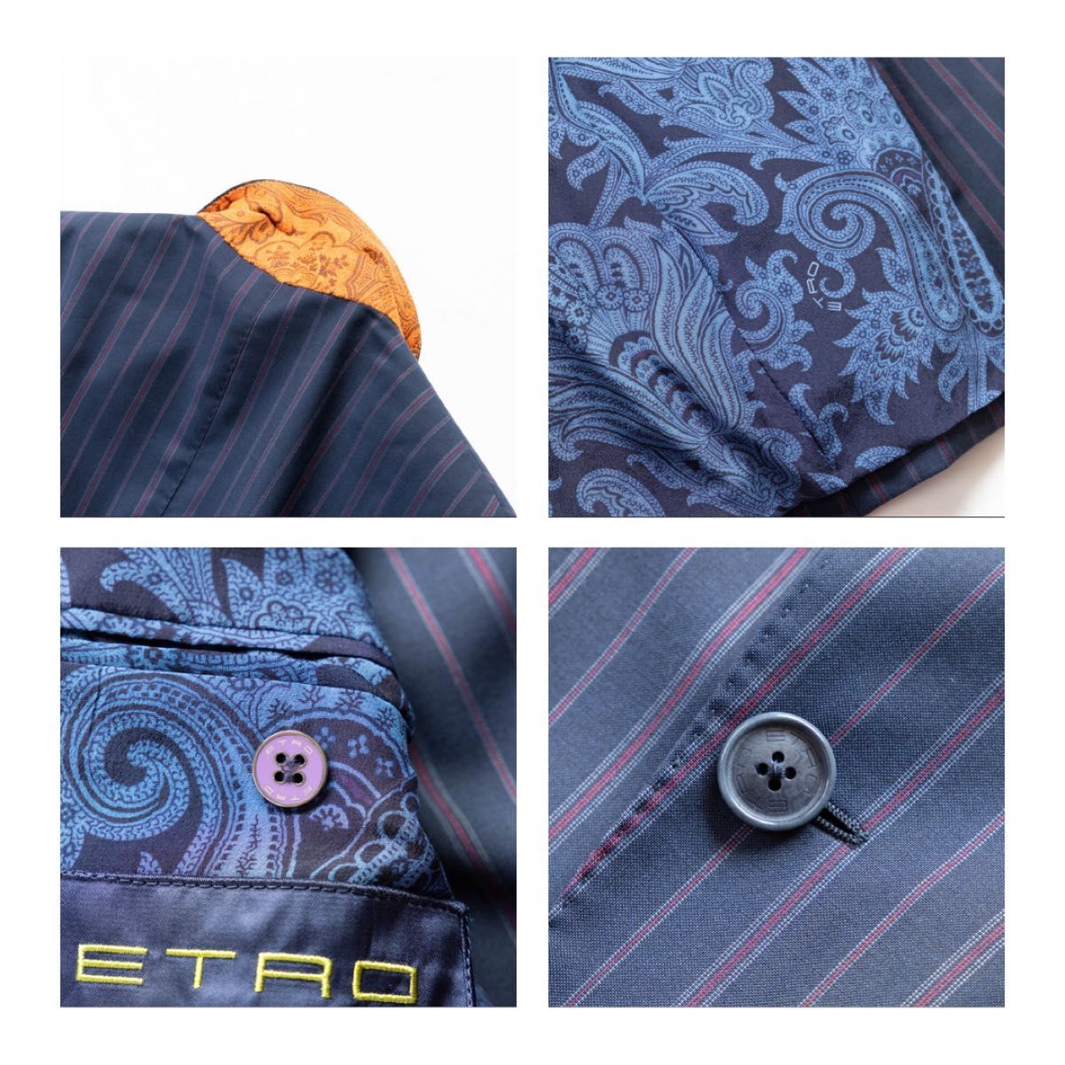 【ETRO】エトロ　セットアップ　ストライプ　ペイズリー　シルク　付属品付き　フォーマル