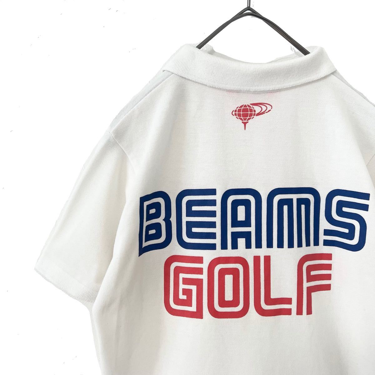 【送料無料】BEAMS GOLF ビームスゴルフ　両面ロゴ　ポロシャツ　メンズ　XS 半袖　ホワイト　白
