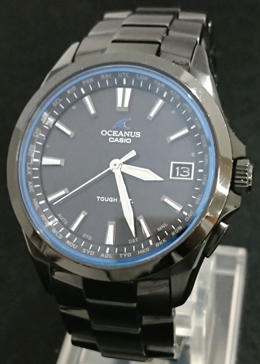 ●訳あり品●OCEANUSの3針モデル!!スポーティなデザイン!!CASIO/カシオ オシアナス OCW-S100B-1AJF 電波ソーラー 腕時計 ウォッチ USED品＊_画像1