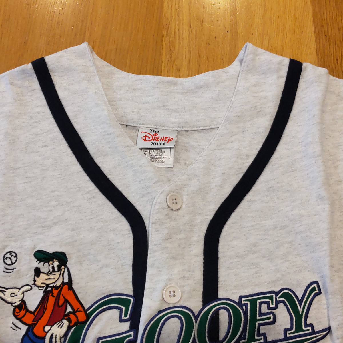90's Disney GOOFY グーフィー 刺繍ロゴ ベースボールシャツ _画像3