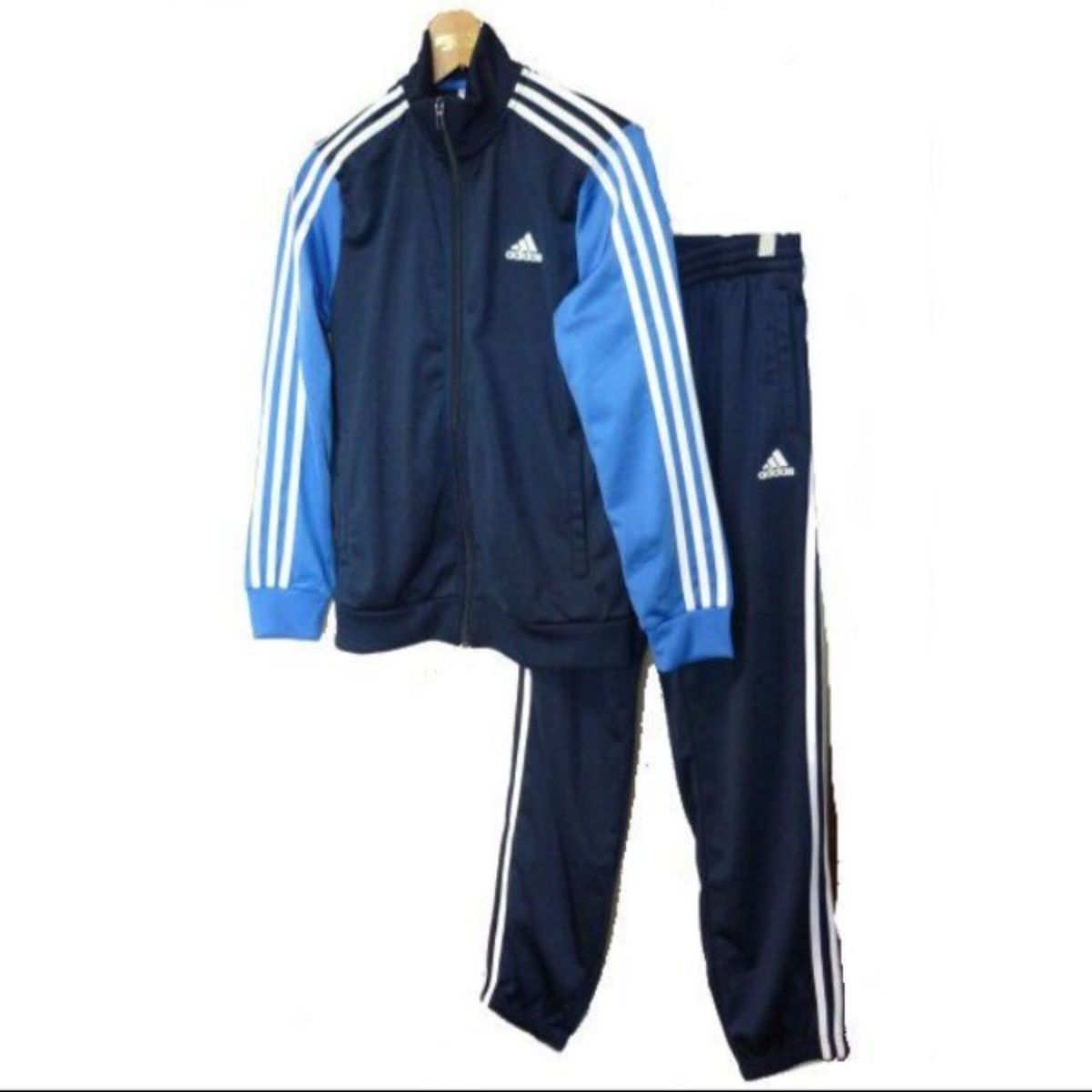 新品160㎝★アディダス紺×青ジャージ上下セット/adidasセットアップ adidas トレーニングウェア