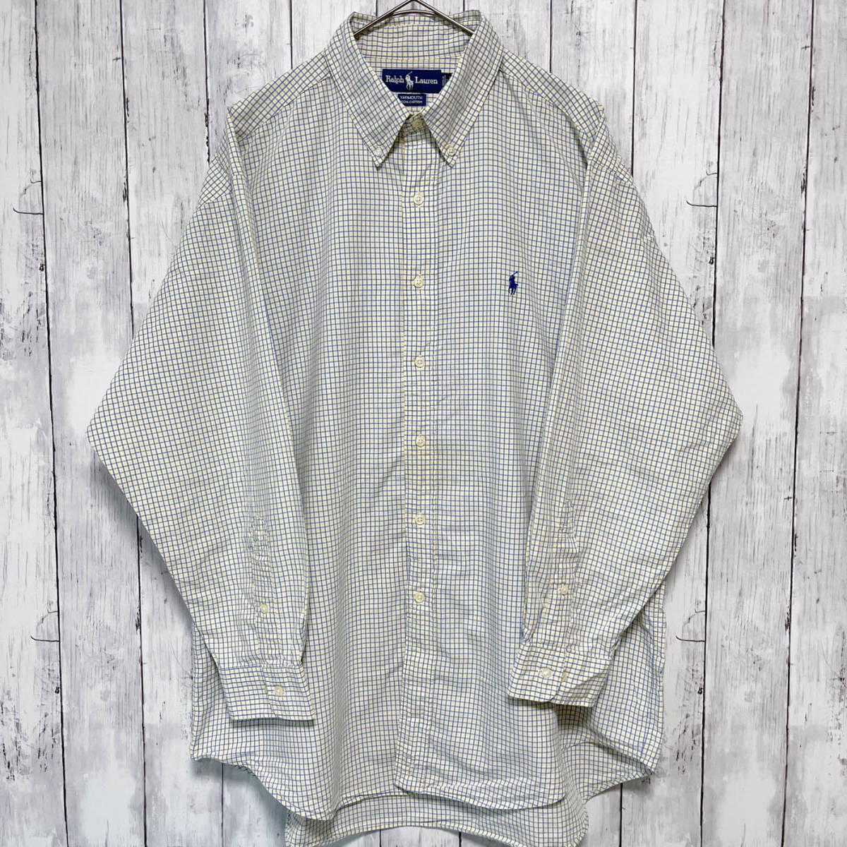 ラルフローレン Ralph Lauren YARMOUTH チェックシャツ 長袖シャツ メンズ ワンポイント コットン100% サイズ17 XLサイズ 3‐780