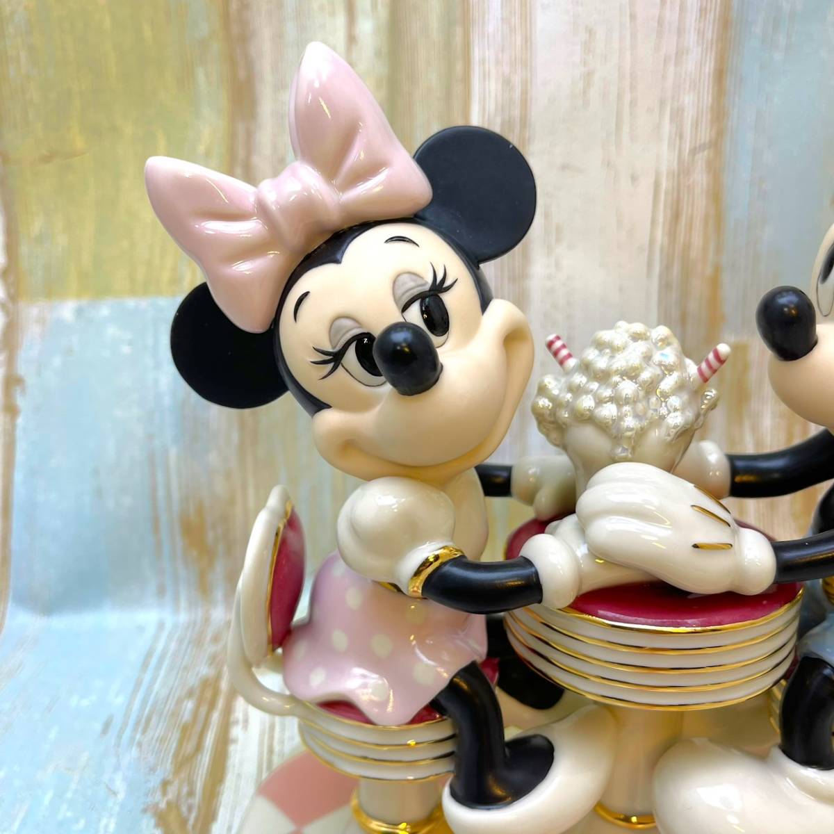 レア★ミッキーマウス Mickey Mouse デート Mickey's Soda Shop Sweetheart ミニーマウス レノックス LENOX フィギュア★Disney ディズニーの画像3