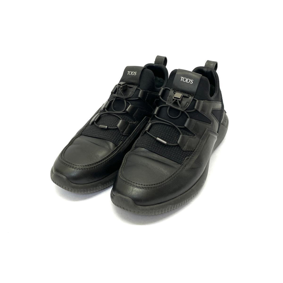 良好◆TOD'S トッズ NO_Code スニーカー 5 1/2◆ ブラック メンズ 靴 シューズ sneakers KI1004
