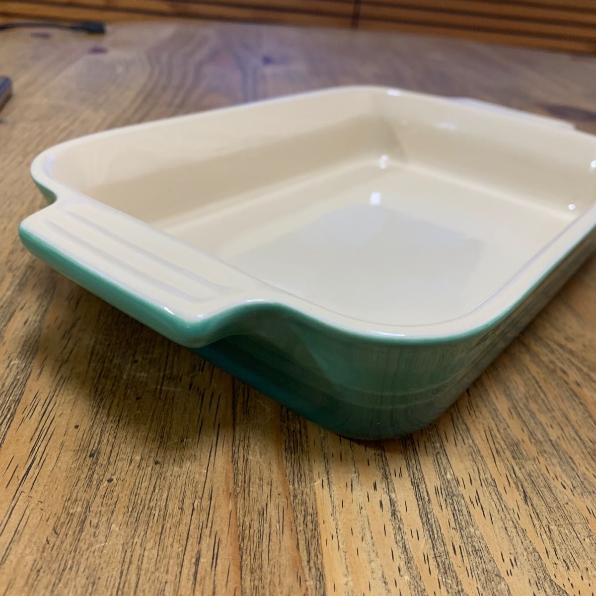 LE CREUSET ル・クルーゼ グラタン皿 大 角皿 耐熱皿 グリーン LE CREUSET ル・クルーゼ グラタン皿 大 角皿 耐熱皿 グリーン