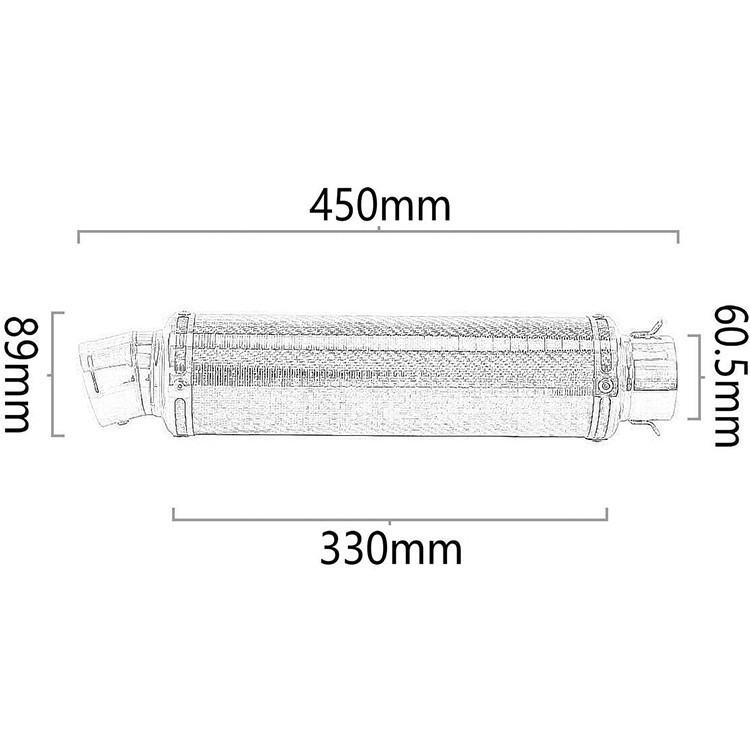 bk46バイクスリップオンマフラー バイクサイレンサー 汎用 60.5mm 長さ450mmの画像2