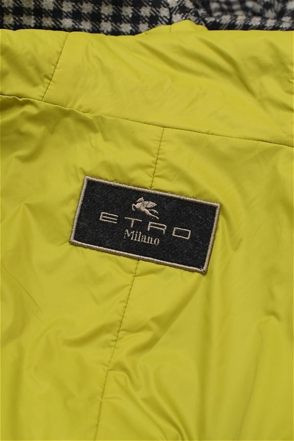 HGA-N258/美品 ETRO ツイード コート ジャケット チェック シルク混