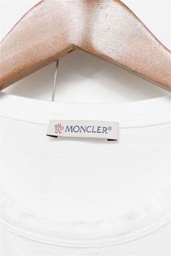 E293/MONCLER MAGLIA 半袖Tシャツ カットソー ロゴ ダブルワッペン クルーネック M 白の画像5