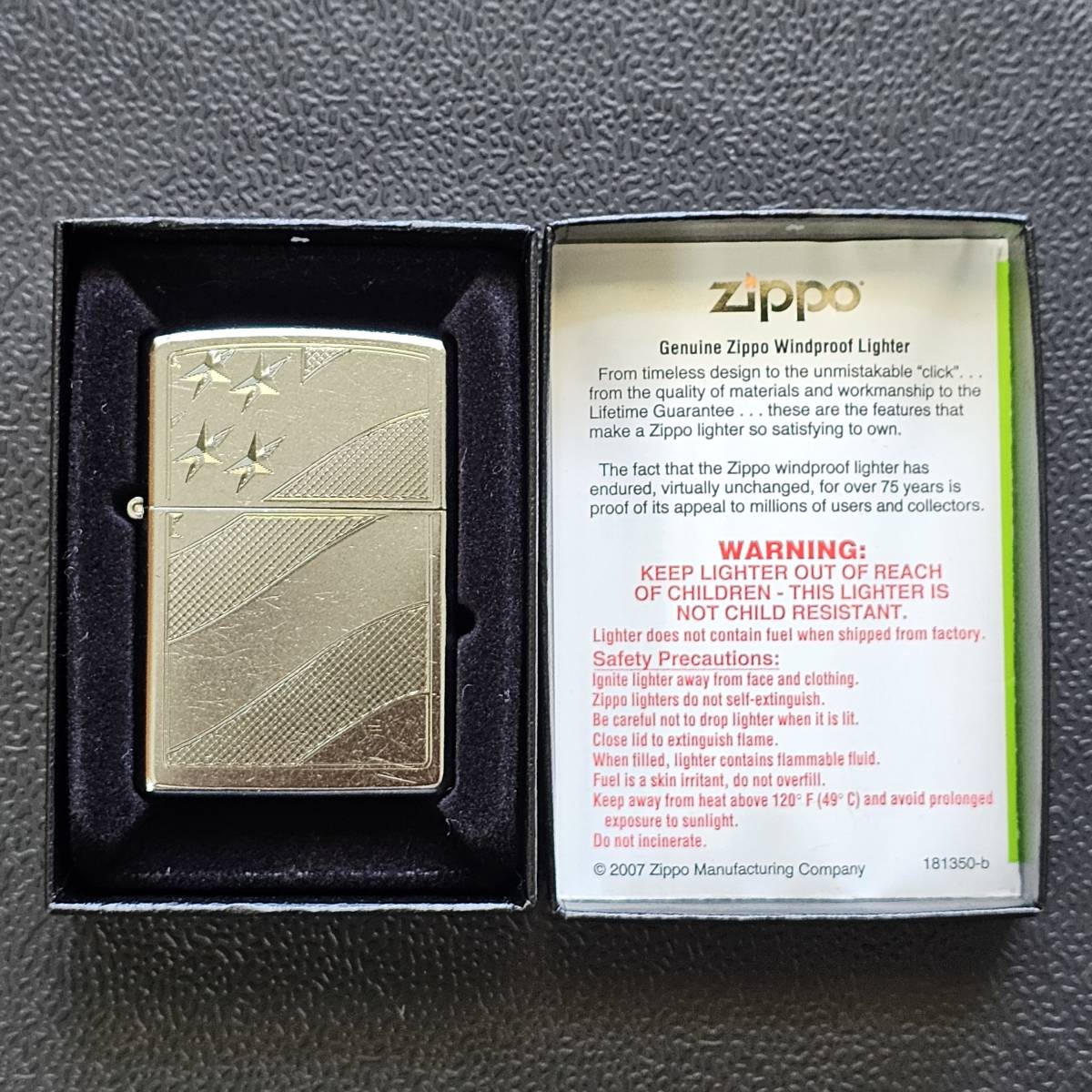 Zippo America 星条旗 デザイン 未使用品 アンティークフィニッシュの画像1