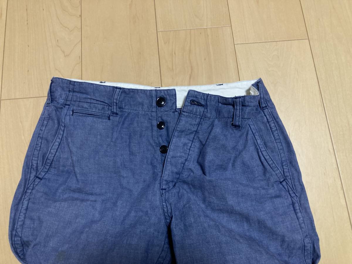 SANCA サンカ テーパード シャンブレー パンツ アンクル ボタンフライ 2 M W33 日本製 ワーク VINTAGE 古着 ビームス BEAMS 格安 激安_画像5