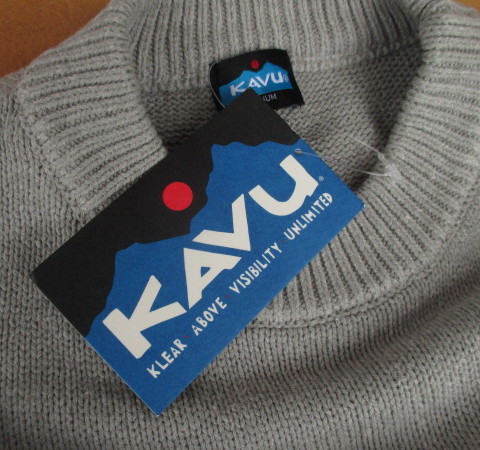 SALE！新作！ルーズシルエット！ＫＡＶＵ（ＵＳＡ）コットン×アクリル！ＫＡＶＵ・ロゴ・クルーネック・セーター（グレイ：Lサイズ）_画像9