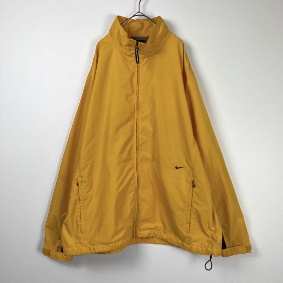 熱販売 裾ロゴ刺繍 スウッシュ NIKE 00s ナイロンジャケット XL 黄色