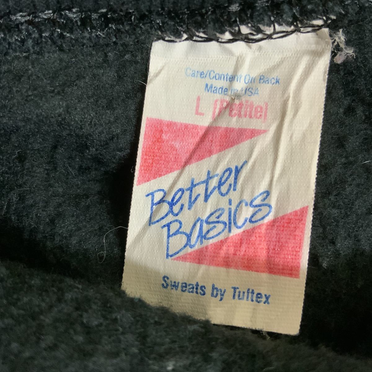 80sBETTER BASICS SWEATS BY TULTEXスウェットトレーナー古着黒色ブラックタルテックスアメリカ製USA製80年代_画像3