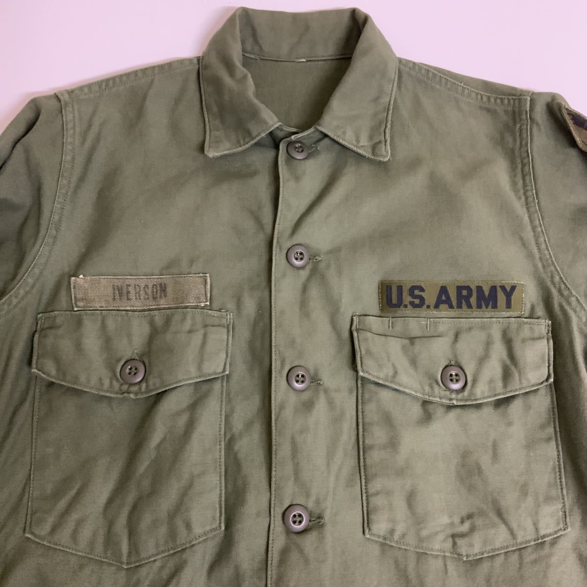 60s60年代米軍実物OG107ユーティリティシャツシャツ袖2ndU.S.ARMY ビンテージベト戦古着_画像3