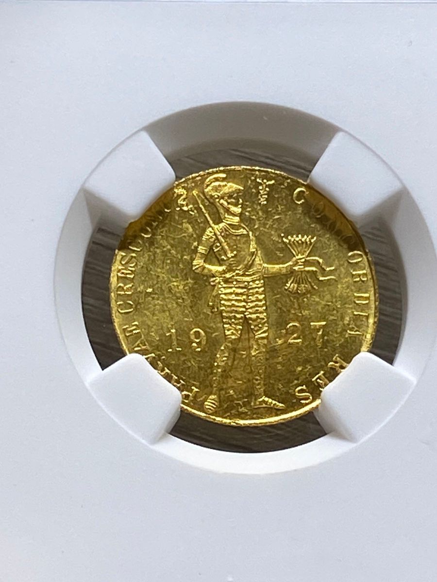 貿易用金貨 1927年 オランダ ダカット金貨 MS63 未使用鑑定品 貿易用金貨 1927年 オランダ ダカット金貨 MS63 未使用鑑定品