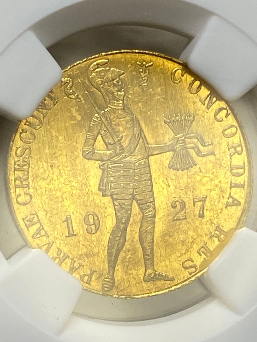 貿易用金貨 1927年 オランダ ダカット金貨 MS63 未使用鑑定品 貿易用金貨 1927年 オランダ ダカット金貨 MS63 未使用鑑定品