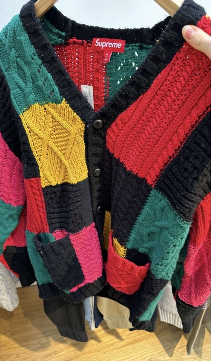 Supreme Patchwork Cable Knit Cardigan Black Medium Supreme Patchwork Cable Knit Cardigan Black Medium