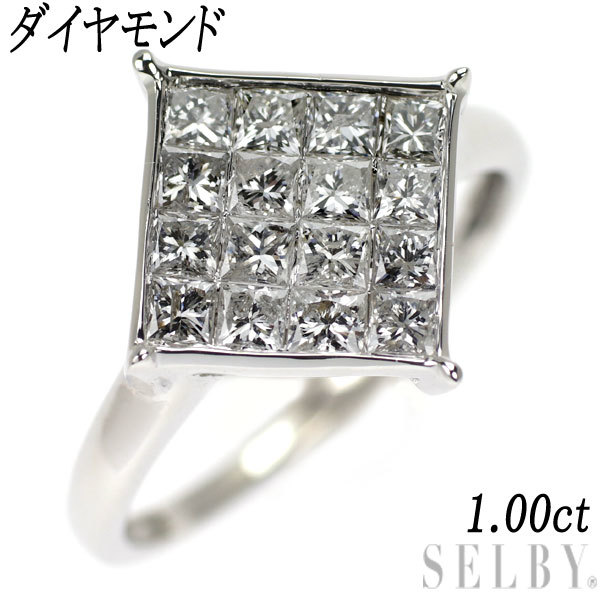 春夏新作 K18WG ダイヤモンド リング 1.00ct ミステリーセッティング