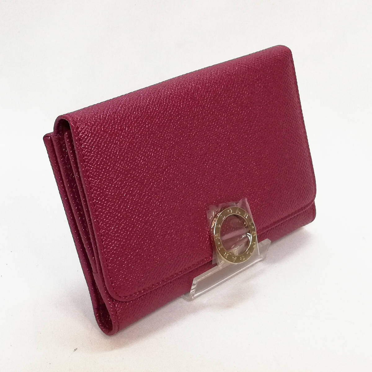 未使用級】BVLGARI(ブルガリ)ロゴクリップ 二つ折り財布 パープル