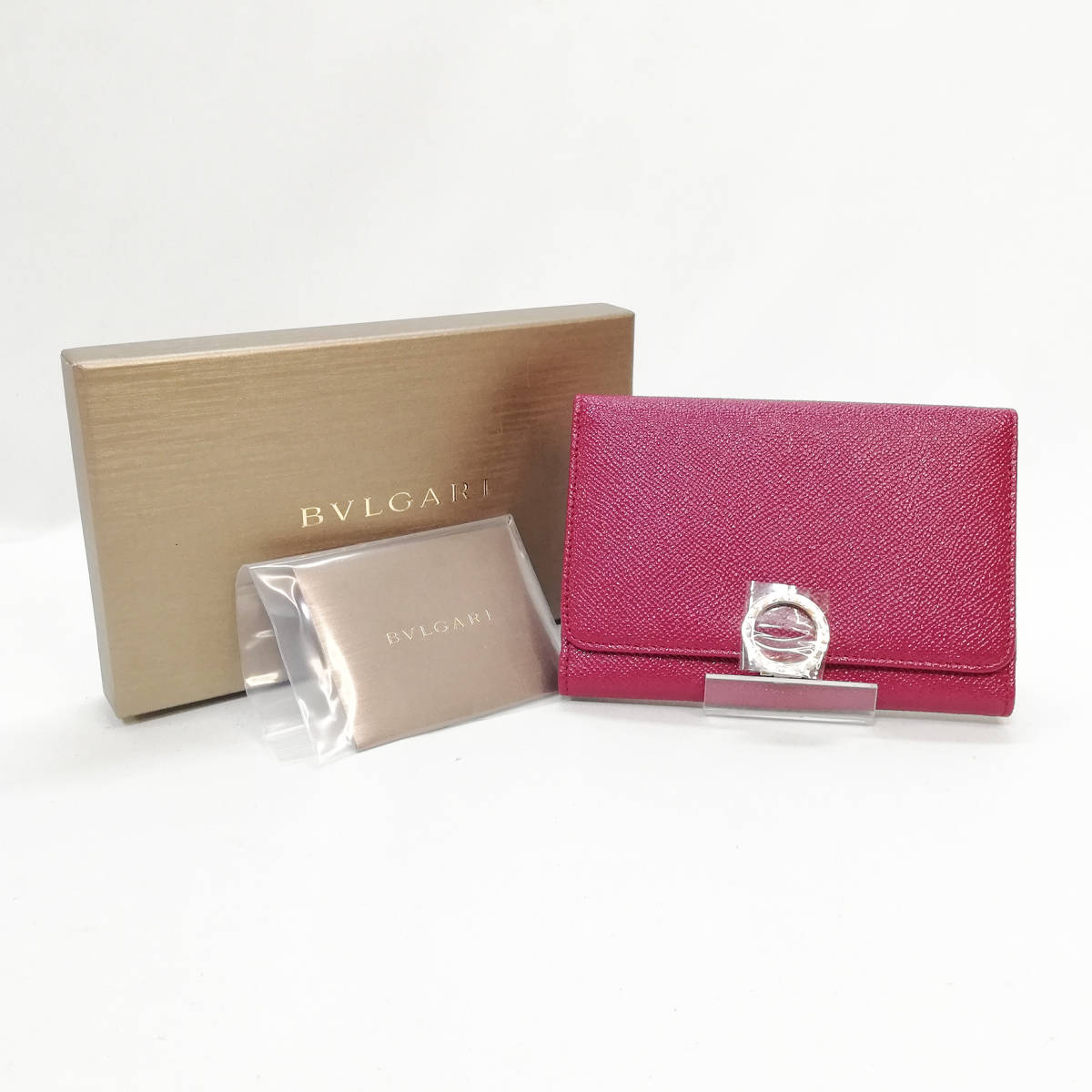 未使用級】BVLGARI(ブルガリ)ロゴクリップ 二つ折り財布 パープル