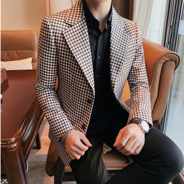 テーラードジャケット メンズ 千鳥格子柄 ジャケット春秋服 テーラードジャケット メンズ 千鳥格子柄 ジャケット春秋服