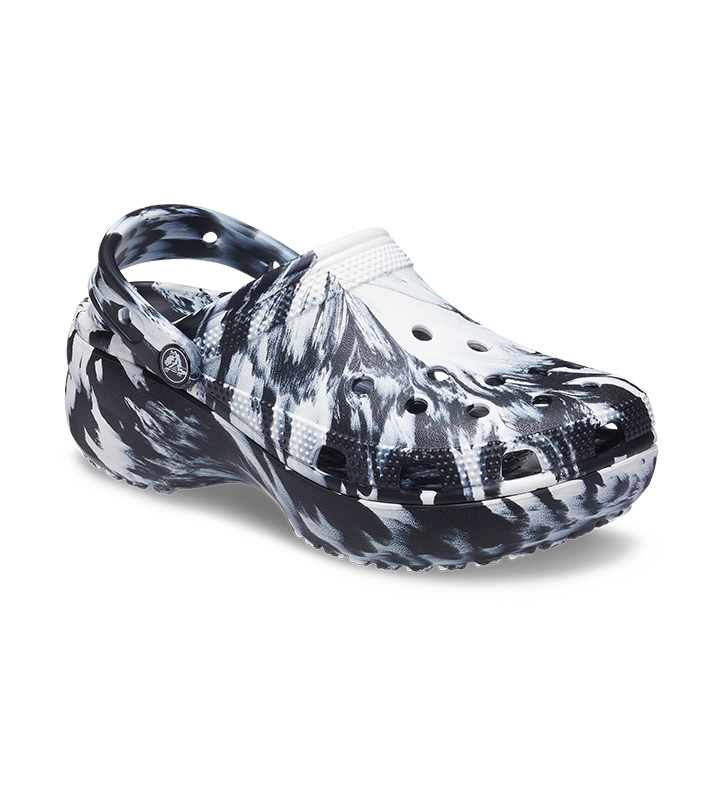 23cm クロックス Classic Platform Marbled Clog W クラシック プラットフォーム マーブルド クロッグ/ブラック×ホワイト W7 新品_画像7