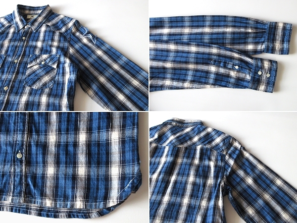 木村拓哉さん/亀梨和也さん着 M エム washed indigo check shirts 星/スター切り抜き インディゴチェックシャツ S ネコポス対応 キムタク着_画像6