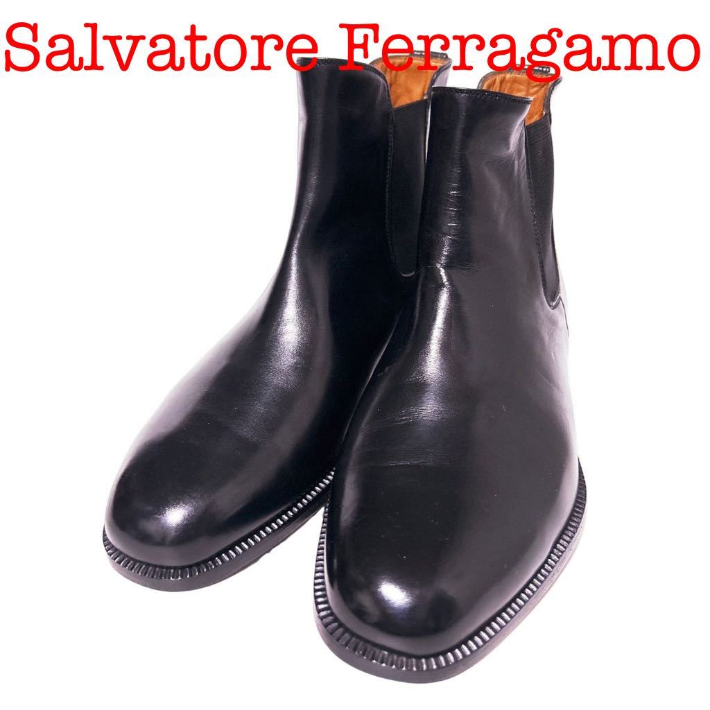 メーカー直売】 175.Salvatore Ferragamo 5.5 ブラック 布タグ レザー