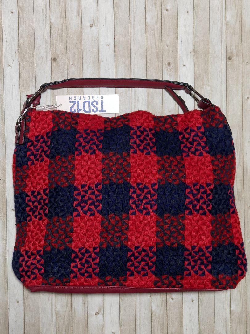 格安 TSD12 ニットバッグ☆ Gingham RESEARCH☆Triangle トートバッグ