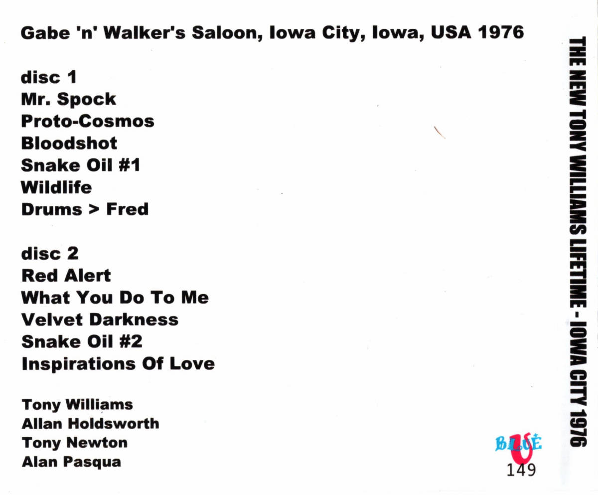 ■【2CD】Tony Williams(Ds) Lifetime / Iowa City 1976 ■_画像2
